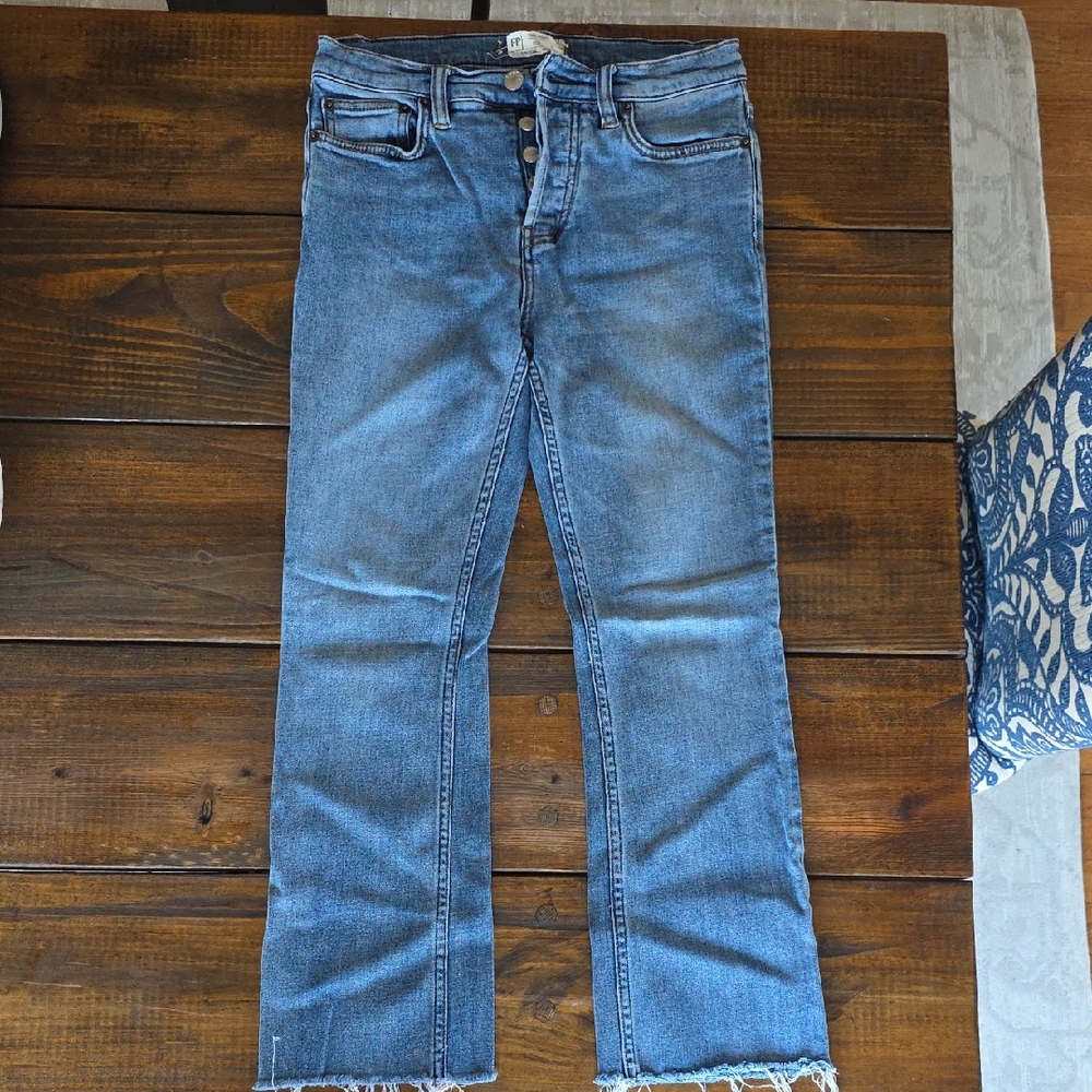 Free People Straight Leg Blue Jeans